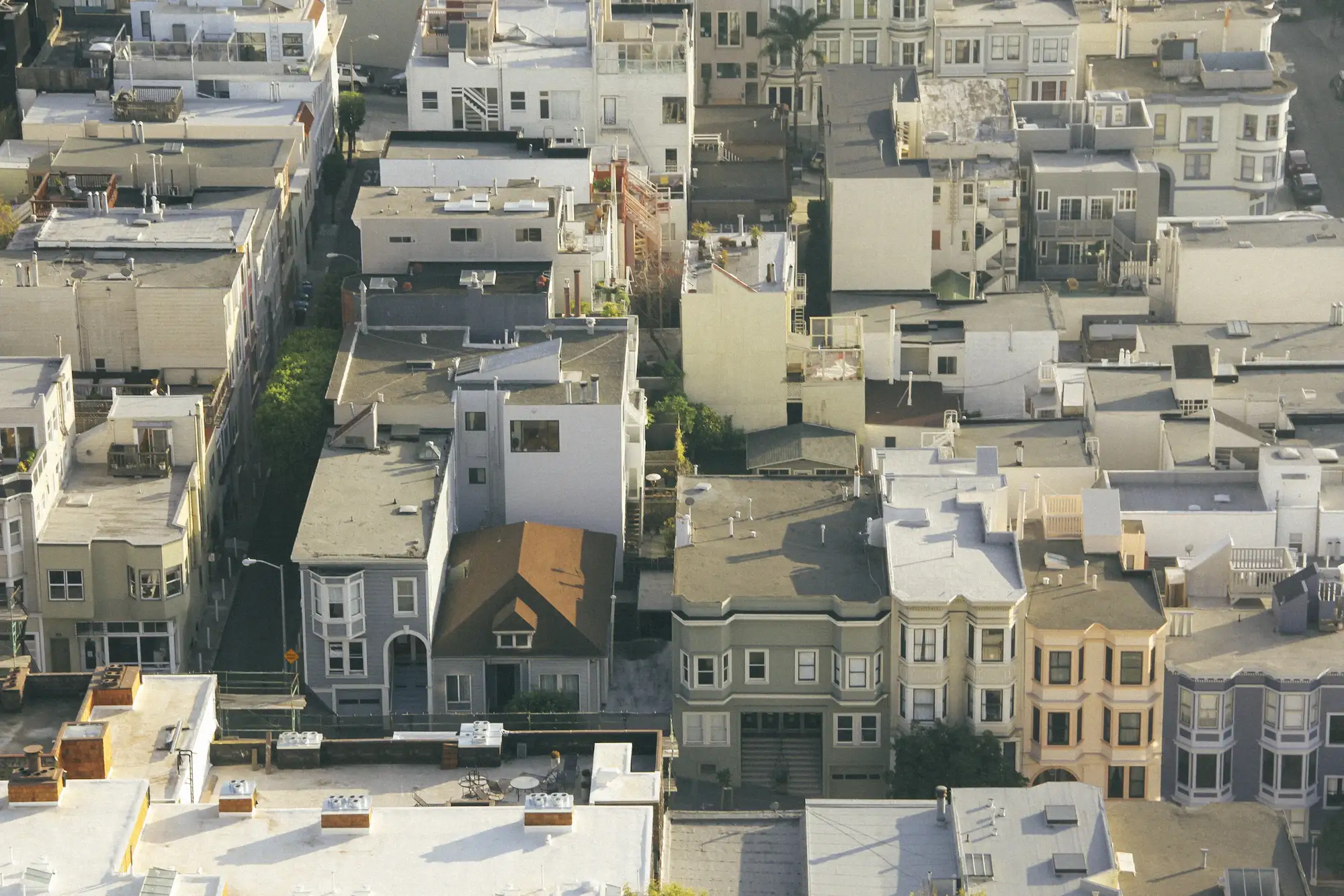 Flat and low-slope roofs seen from above