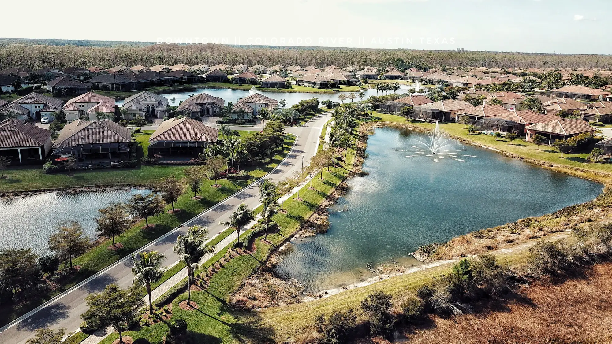 Aerial view of neighborhoods in Fort Myers, Florida
